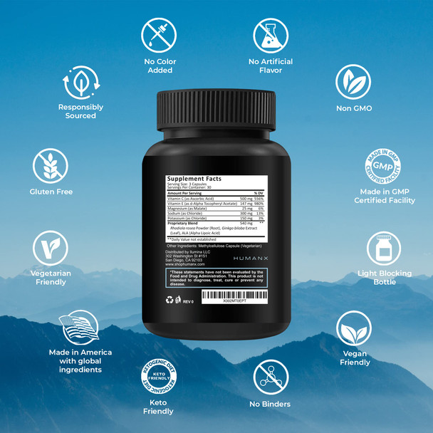 Altitude Assist - Altitude Sickness Prevention - Relief for Mountain Sports (Skiing, Snowboarding, Climbing) - Non GMO, Vegan, Keto - Formula for Acclimation, Altitude Sickness Supplement - by HumanX