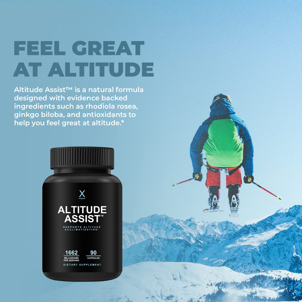 Altitude Assist - Altitude Sickness Prevention - Relief for Mountain Sports (Skiing, Snowboarding, Climbing) - Non GMO, Vegan, Keto - Formula for Acclimation, Altitude Sickness Supplement - by HumanX