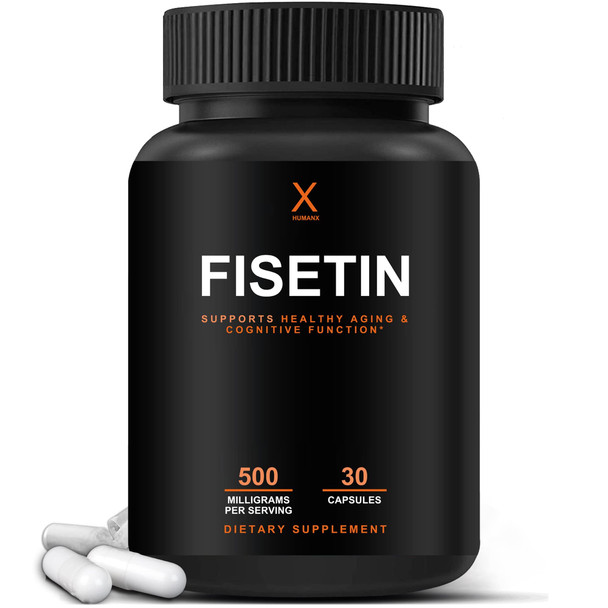 HUMANX Fisetin 500mg - 98% Pure Fisetin Supplement -(Similar to Apigenin, Luteolin, Quercetin) Senolytic Activator -  Polypheonols - Non-GMO Fisetin Capsules