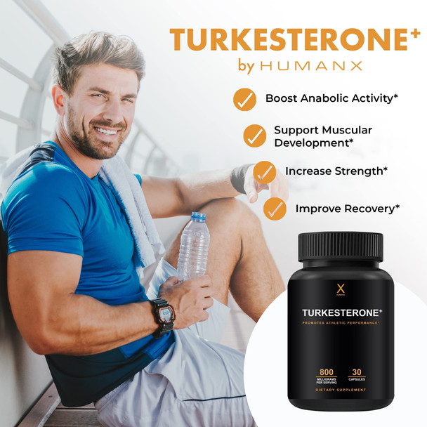 Turkesterone+ 800mg - (Similar to Ecdysterone) for Muscular Development & Dynamic Athletic Performance -  Anabolic - Non GMO, Vegan - Turkesterone Supplement - by Humanx