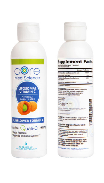 IV for Life Liposomal Vitamin C by Core Med Science - 1000mg - 5 Fl Oz Liquid - Sunflower Formula - Vitamin C Supplement