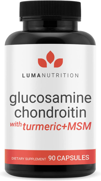 Luma Nutrition Glucosamine Chondroitin MSM - Turmeric, Boswellia - Premium Supplement - for Men and Women - Joint Supplement - 90 Capsules