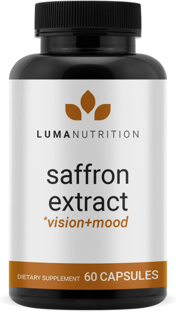 Luma Nutrition Saffron Extract Capsules - Premium Saffron Supplements - 88.50 mg Pure Saffron Pills - Mood Support - Eye Support - 60 Capsules