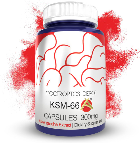 Nootropics Depot KSM-66 Ashwagan Capsules  300mg  90 Count  Withania somnifera Extract  Ayurvedic Herb  Adaptogen Supplement  Promote Relaxation