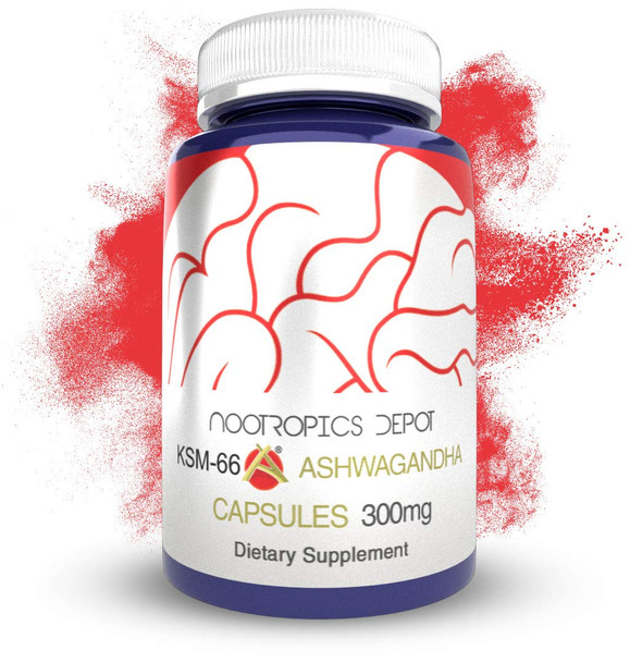 Nootropics Depot KSM-66 Ashwagan Capsules | 300mg | 90 Count | Withania somnifera Extract | Ayurvedic Herb | Adaptogen Supplement | Promote Relaxation*