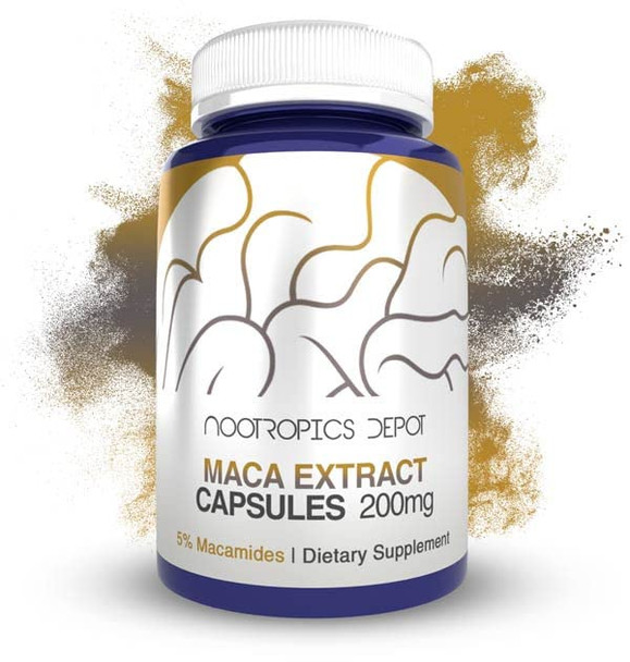 Nootropics Depot Maca Extract Capsules | 5% Macamides | Lepidium meyenii | Mood, Energy, and Vitality | 180 Count