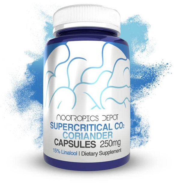 Nootropics Depot Supercritical Co2 Coriander Extract Capsules | 250Mg | 15% Linalool | Coriandrum Sativum | , Mood, & Relaxation | 30 Count