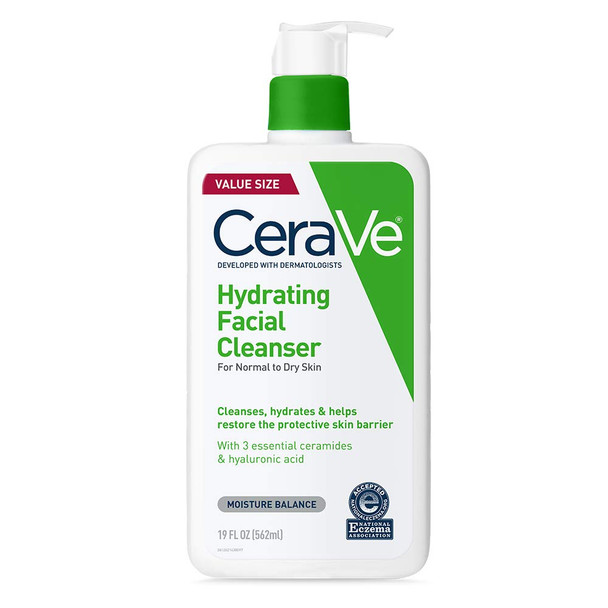 CeraVe Hydrating Facial Cleanser | Moisturizing Non-Foaming Face Wash with Hyaluronic Acid, Ceramides & Glycerin | 19 Fluid Ounce