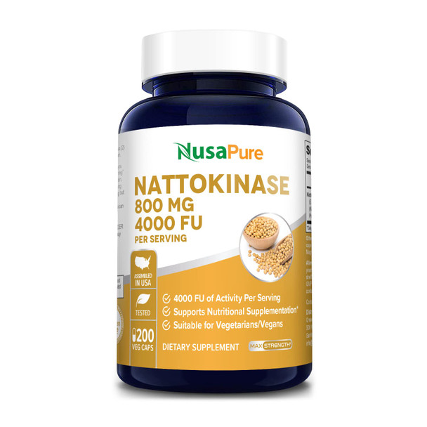 Nattokinase 4000 FU 200 Veggie Capsules (Non-GMO & )