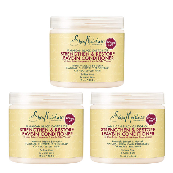 Shea Moisture Strengthen & Restore Leave-In Conditioner 16 oz (Pack of 3)