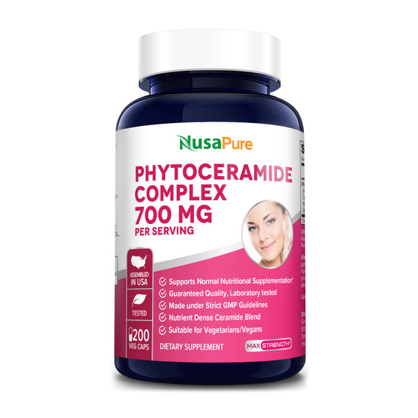 NusaPure Phytoceramides Complex 700mg 200 Veggie Capsules (Non-GMO)