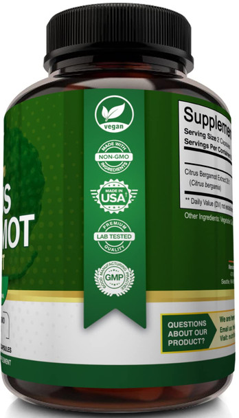 NutriFlair Citrus Bergamot 1200mg, 120 Capsules - 25:1 Citrus Bergamia - Essential Oil and Citrus Bioflavonoids Supplements - , Non-GMO Pills