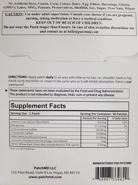 PatchMD  Glucosamine & Chondroitin Topical Patches - 30 Days Supply