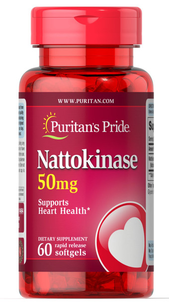 Nattokinase 50mg, Helps Support Circulatory Health When Taken Twice a Day**, 60 softgels, by Puritan's Pride