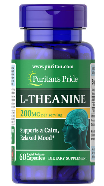 Puritans Pride L-Theanine, Nootropic 30 Servings (200mg ), 60 Capsules