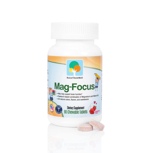 Magnesium Focus Supplement for Kids -  Strawberry Flavored Chewable Kids Focus Vitamins, Focus, and Attention Supplement for Kids