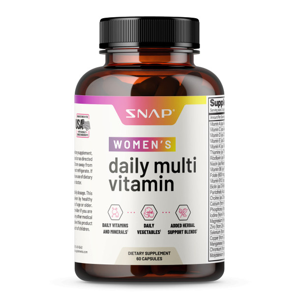 Women's Multivitamins Daily Vitamins & Minerals for Women - Vitamin D, B12, Zinc, Herbs & Vitamin C for Energy & Immune Support, Multivitamin for Women by Snap Supplements, 60 Capsules