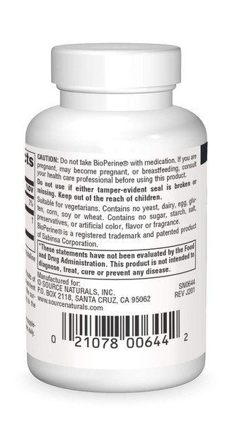 Source s BioPerine, Black   Extract, 10mg, Promotes Nutrient Absorption - 120 Tablets Source s BioPerine, Black   Extract, 10mg, Promotes Nutrient Absorption - 120 Tablets