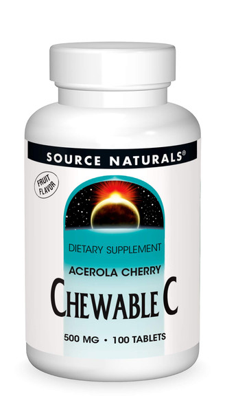 Source s Chewable C, Acerola Cherry 500 mg For Immune System Support - 100  Flavored Tablets