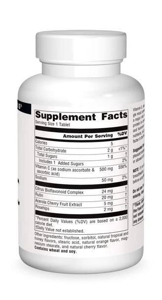 Source s Chewable C, Acerola Cherry 500 mg For Immune System Support - 100  Flavored Tablets