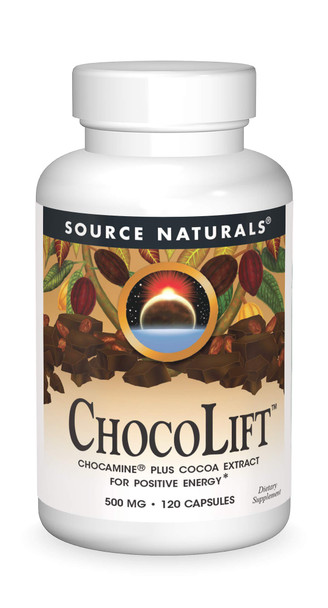 Source s ChocoLift 500mg, Chocamine  Extract for Positive Energy, 120 Capsules