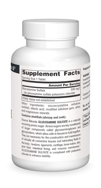 Source s Glucosamine Sulfate, -Free 500 mg For Joint Support - 120 Tablets