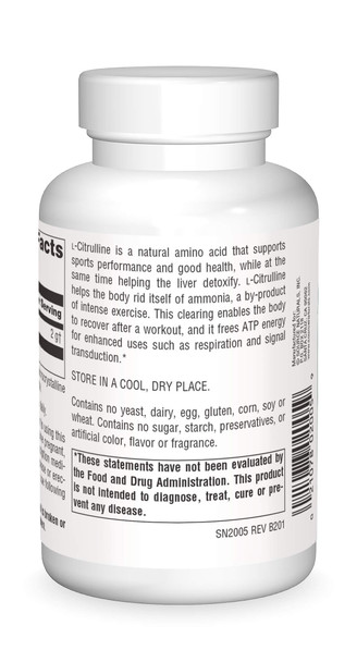 Source s L-Citrulline - Supports Exercise Recovery, Energy and Detoxification, 500 mg - 120 Capsules