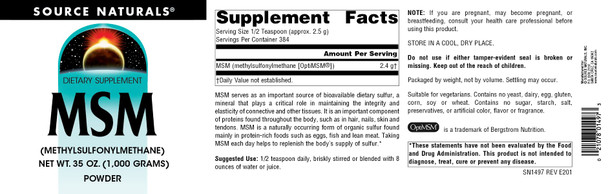 Source s MSM (Methylsulfonylmethane), Powder 35 Ounce