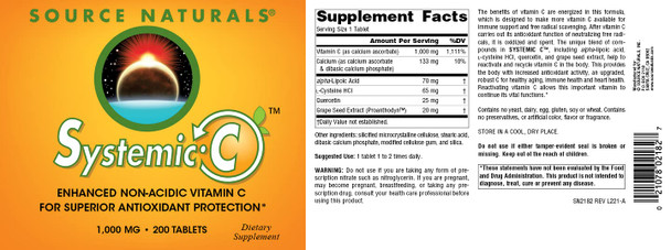 Source s Systemic C 1000mg, 200 Tablets