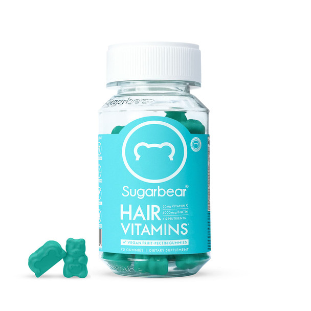 bear Hair Vegan Vitamin Gummies for Normal Hair Growth Vitamin C, Biotin, B12, Zinc, Iodine, Folic , Coconut Oil, Hair and Nails Supplement for Women & Men 75ct(1 Month Supply + 7 Bonus Days)