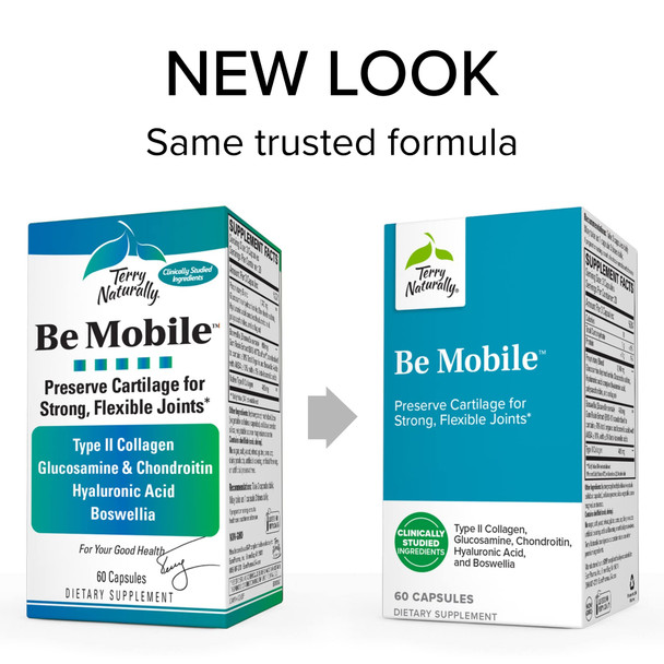 Terry ly Be Mobile - 60 Capsules - Joint Support Supplement - with Type II Collagen, Glucosamine, Chondroitin, Hyaluronic  & Boswellia - Non-GMO,  - 20 Servings