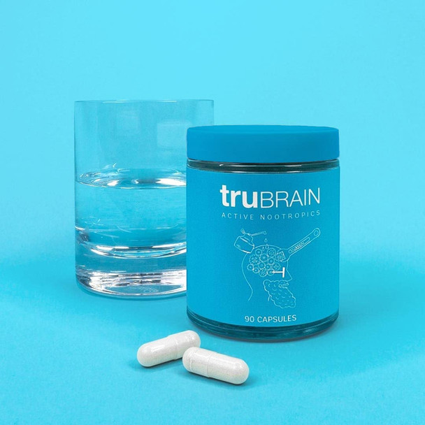 TruBrain Nootropic Capsules - Focus, Energy, Clarity. Fast Absorbing Nootropics Capsules | Brain Boosters | Improve Memory | Stop Procrastination (Medium)