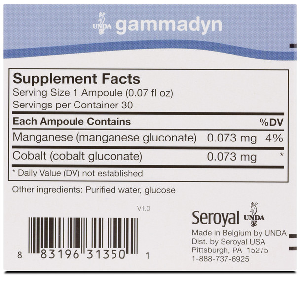 UNDA GAMMADYN Mn-Co | Manganese-Cobalt Oligo-Element Supplement | 30 Ampoules