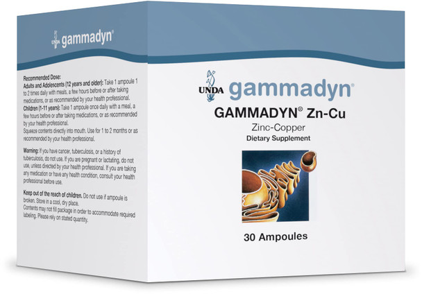 UNDA GAMMADYN Zn-Cu | Zinc-Copper Oligo-Element Supplement | 30 Ampoules