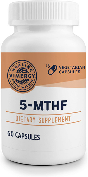 Vimergy 5-MTHF, 60 Servings  Highly Absorbable Capsules  Supports Brain Health & Cognitive Function  Healthy Mood Support Supplement* - Non-GMO, Gluten-Free, Vegan & Paleo Friendly (60 Count)