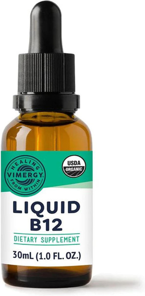 Vimergy USDA Organic B12, 30 Servings  Alcohol Free B-12 Liquid Vitamin - Supports Brain Energy, Nervous System, Cognition, Memory - No Gluten, Non-GMO, Vegan & Paleo - Naturally Sweet Flavor (30 ml)