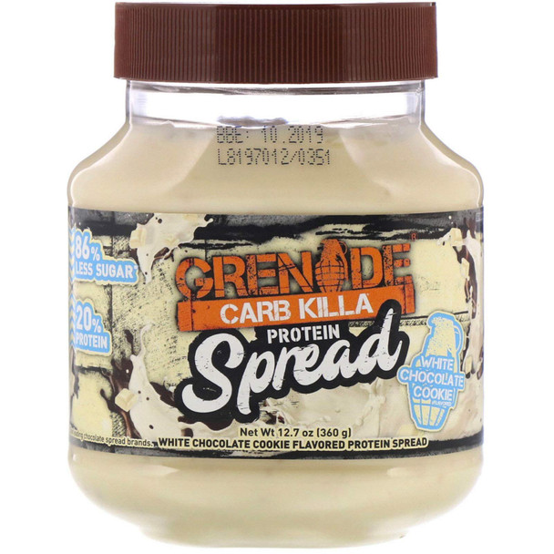 Grenade Carb Killa Protein Chocolate Spread | 7g High Protein Snack | High Protein Low Sugar | No Stir | White Chocolate Cookie, 12.7oz