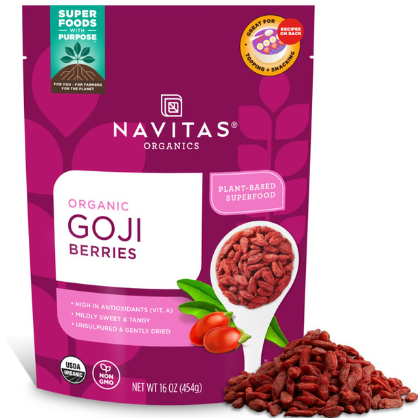 Navitas Organics Goji Berries— Organic, Non-GMO, Sun-Dried, Sulfite-Free