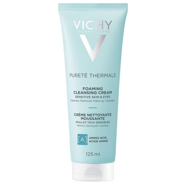 Vichy Puret Thermale Hydrating Foaming Cream Facial Cleanser, 4.2 Fl. Oz. Twin Pack - Pack of 2