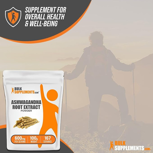 BULKSUPPLEMENTS.COM Ashwagandha Root Extract Powder 600mg per Serving, 100g (3.5 oz)