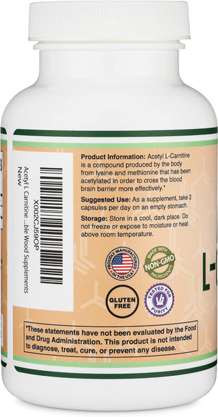 Acetyl L-Carnitine 1,000mg Per Serving, 150 Capsules