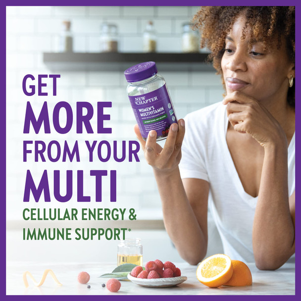 New Chapter Women’s Multivitamin Gummies - 66% Less Sugar, Women’s Gummy Vitamins with Vitamin C, D3 & Zinc, Non-GMO, Gluten Free, Berry-Citrus, 75ct