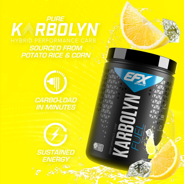 EFX Sports Karbolyn Fuel | Fast-Absorbing Carbohydrate Powder | Carb Load, Sustained Energy, Quick Recovery | Stimulant Free | 18 Servings (Lemon Ice)