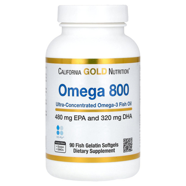 California Gold Nutrition Omega 800 Pharmaceutical Grade Fish Oil, 80% Epa/Dha, Triglyceride Form, 1,000 Mg, 90 Fish Gelatin Softgels