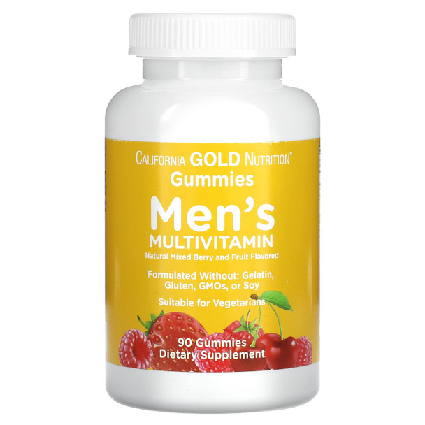 California Gold Nutrition Men'S Multivitamin Gummies, Mixed Berry And Fruit Flavor, 90 Gummies