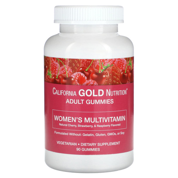 California Gold Nutrition Women’S Multivitamin Gummies, Cherry, Strawberry, And Raspberry Flavors, 90 Gummies
