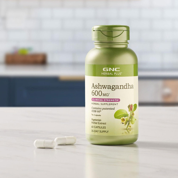 Gnc Herbal Plus Ashwagandha 600Mg, 60 Capsules, Supports A Healthy Response To Stress