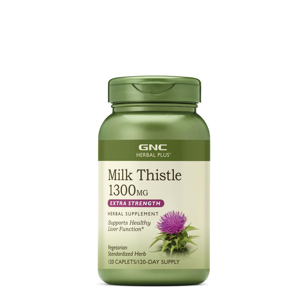 Gnc Herbal Plus Milk Thistle 1300Mg | Standardized Herb, Supports Healthy Liver Function, Vegetarian | 120 Caplets