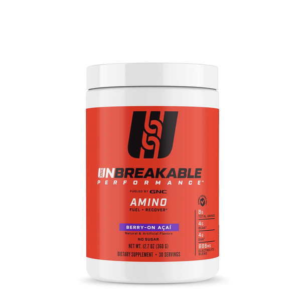 Gnc Unbreakable Performance Amino | Feul + Recover, Banned Substance Free | Berry-On Acai | 30 Servings