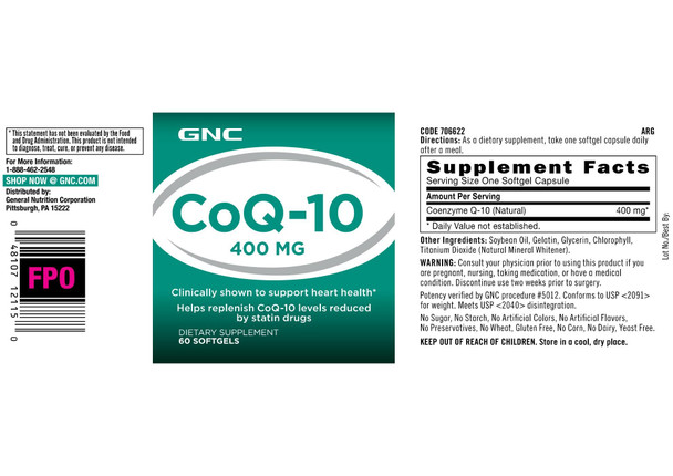 Gnc Coq-10 400Mg | Supports Heart Health | 60 Count